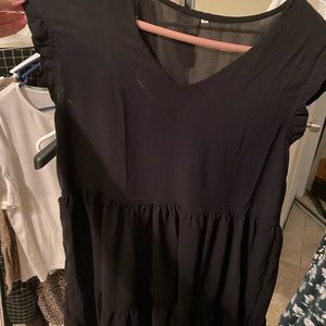 Black Ruffle Swing Dress